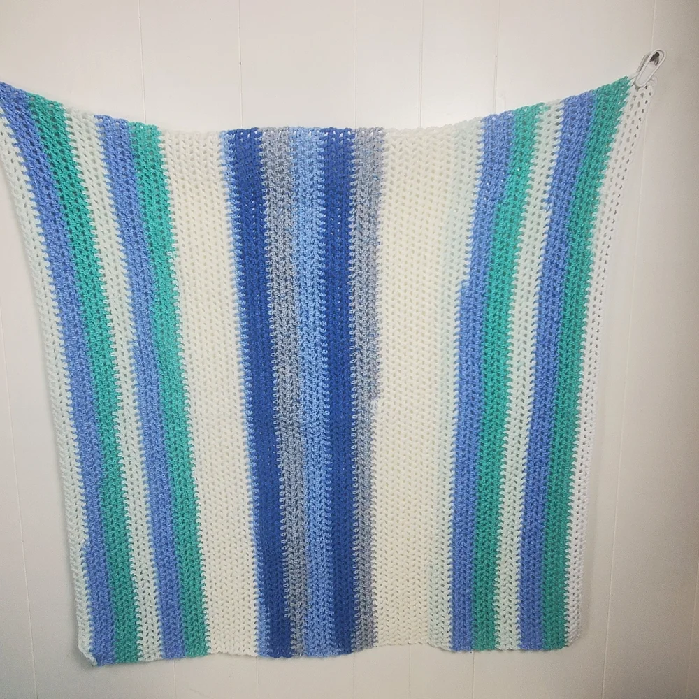 Handmade one of a kind crochet striped baby blanket 39